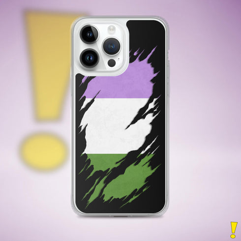 Genderqueer Pride Flag Ripped Reveal Clear Case for iPhone®