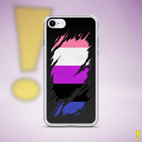 Genderfluid Pride Flag Ripped Reveal Clear Case for iPhone®