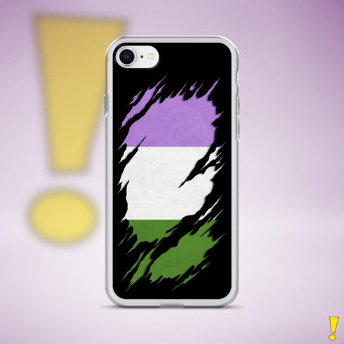 Genderqueer Pride Flag Ripped Reveal Clear Case for iPhone®