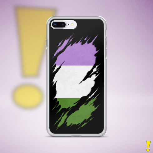 Genderqueer Pride Flag Ripped Reveal Clear Case for iPhone®