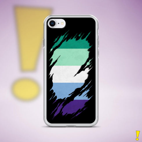 Gay Male Pride Flag Ripped Reveal Clear Case for iPhone®