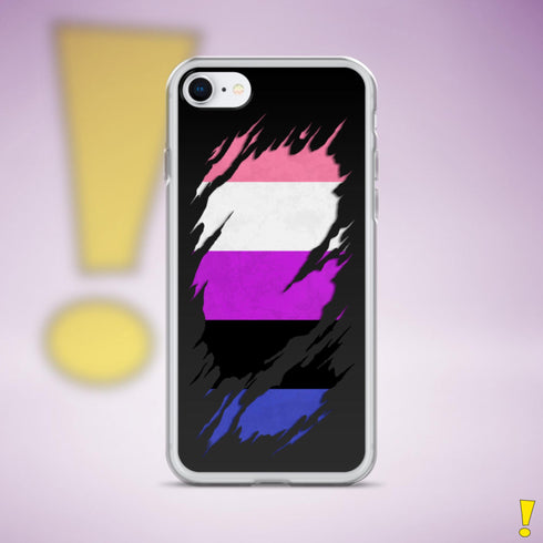 Genderfluid Pride Flag Ripped Reveal Clear Case for iPhone®