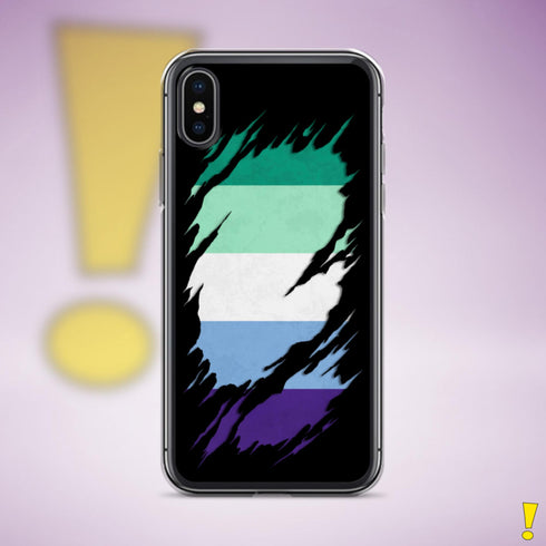 Gay Male Pride Flag Ripped Reveal Clear Case for iPhone®