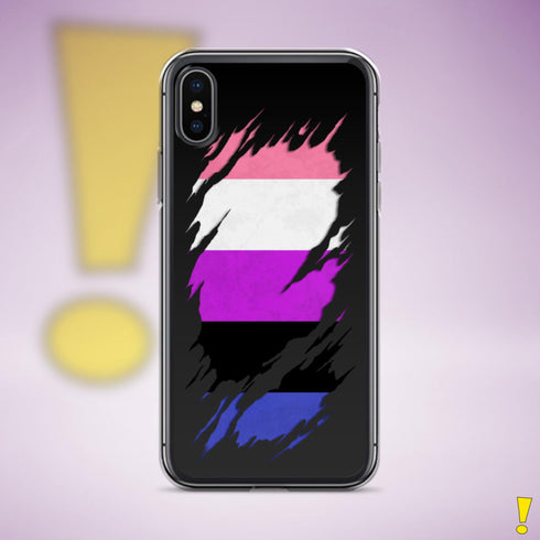 Genderfluid Pride Flag Ripped Reveal Clear Case for iPhone®
