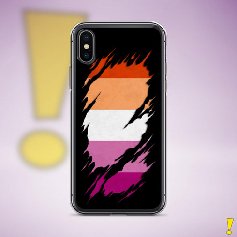Lesbian Pride Flag Ripped Reveal Clear Case for iPhone®