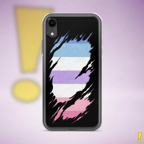 Bigender Pride Flag Ripped Reveal Clear Case for iPhone®