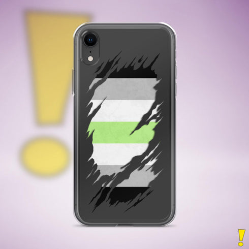 Agender Pride Flag Ripped Reveal Clear Case for iPhone®