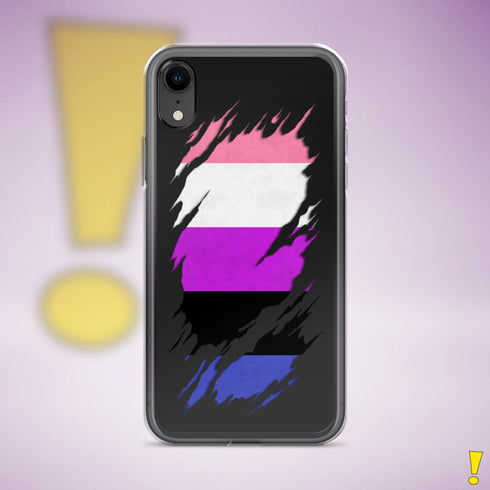 Genderfluid Pride Flag Ripped Reveal Clear Case for iPhone®