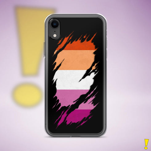 Lesbian Pride Flag Ripped Reveal Clear Case for iPhone®