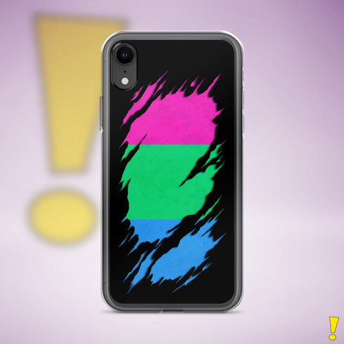 Polysexual Pride Flag Ripped Reveal Clear Case for iPhone®