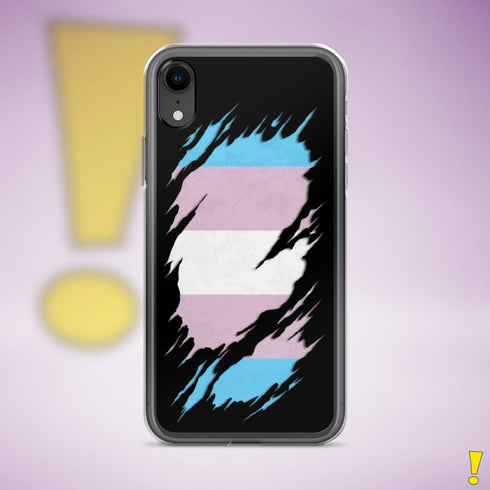 Transgender Pride Flag Ripped Reveal Clear Case for iPhone®