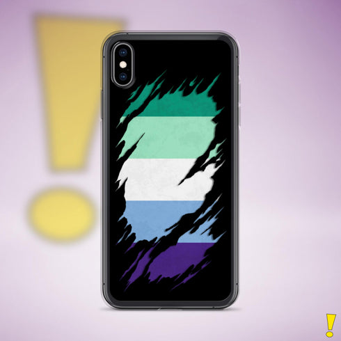 Gay Male Pride Flag Ripped Reveal Clear Case for iPhone®