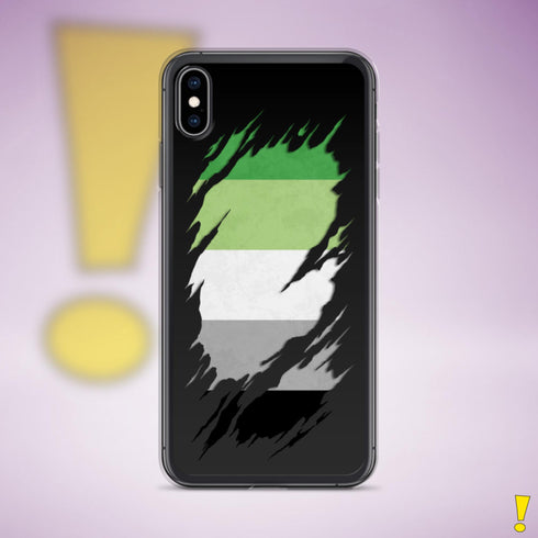 Aromantic Pride Flag Ripped Reveal Clear Case for iPhone®