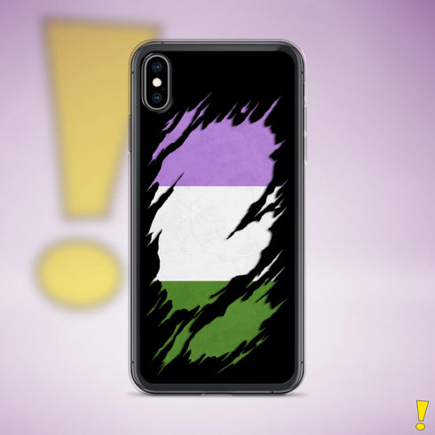Genderqueer Pride Flag Ripped Reveal Clear Case for iPhone®