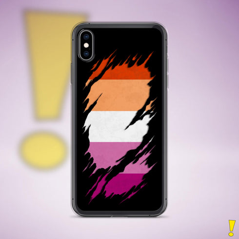 Lesbian Pride Flag Ripped Reveal Clear Case for iPhone®