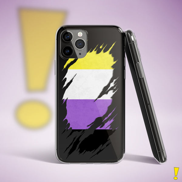 Nonbinary Pride Flag Ripped Reveal Clear Case for iPhone®