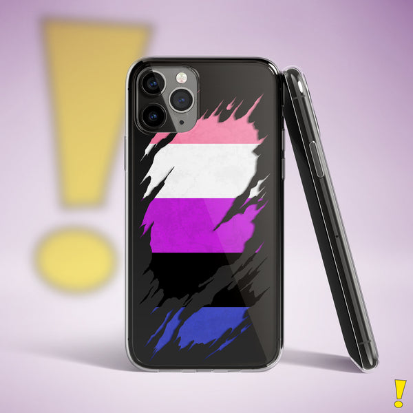 Genderfluid Pride Flag Ripped Reveal Clear Case for iPhone®