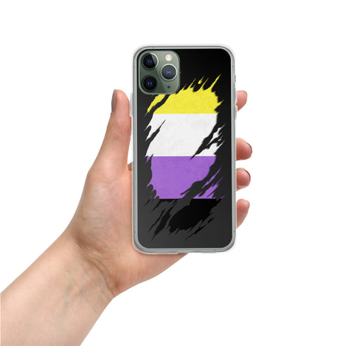 Nonbinary Pride Flag Ripped Reveal Clear Case for iPhone®