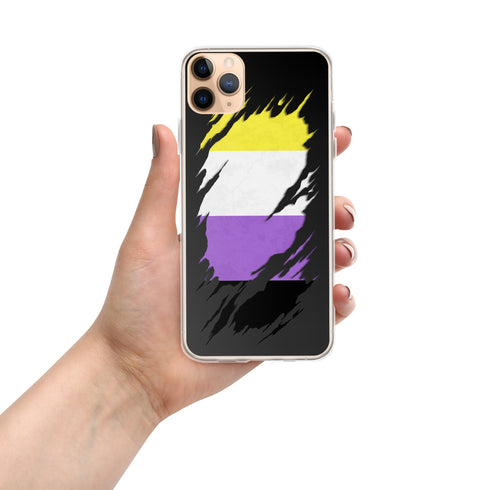 Nonbinary Pride Flag Ripped Reveal Clear Case for iPhone®