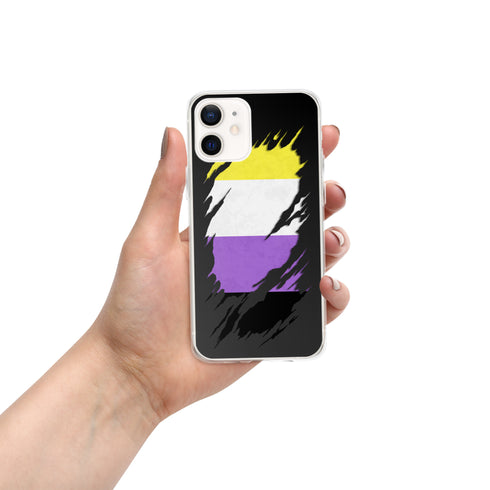 Nonbinary Pride Flag Ripped Reveal Clear Case for iPhone®