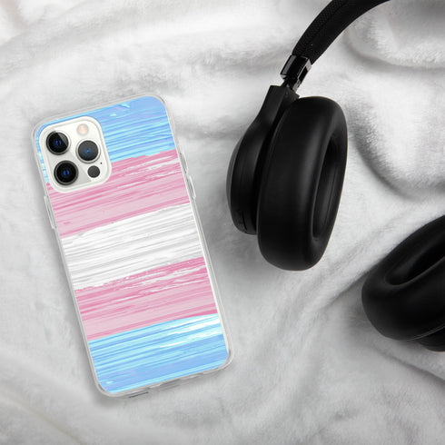 Transgender Pride Flag Paint Strokes Clear Case for iPhone®