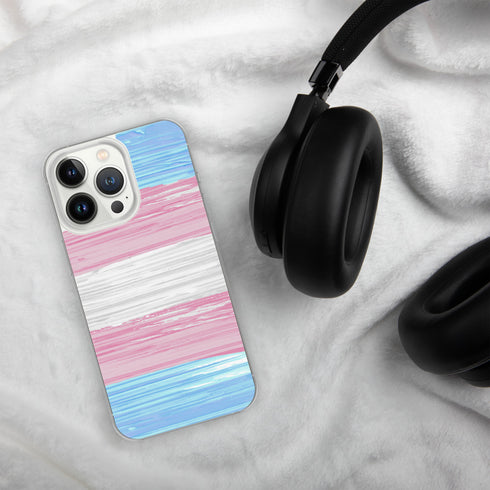 Transgender Pride Flag Paint Strokes Clear Case for iPhone®
