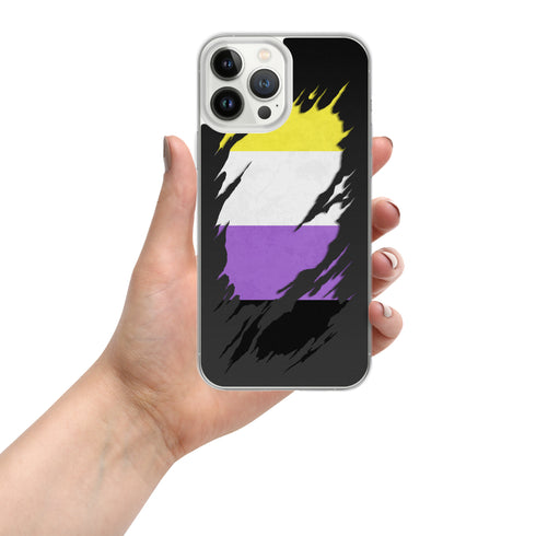 Nonbinary Pride Flag Ripped Reveal Clear Case for iPhone®