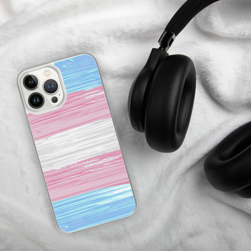 Transgender Pride Flag Paint Strokes Clear Case for iPhone®