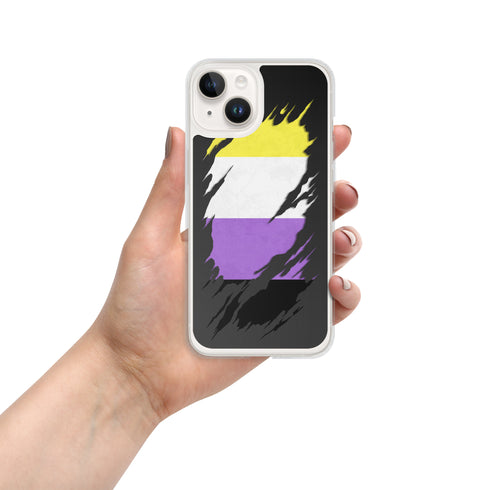 Nonbinary Pride Flag Ripped Reveal Clear Case for iPhone®