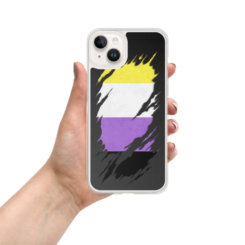 Nonbinary Pride Flag Ripped Reveal Clear Case for iPhone®
