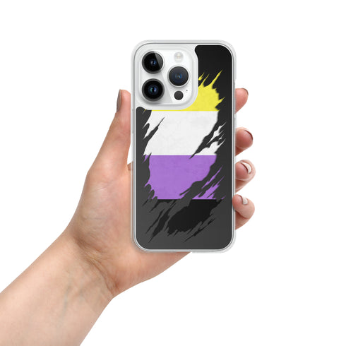 Nonbinary Pride Flag Ripped Reveal Clear Case for iPhone®