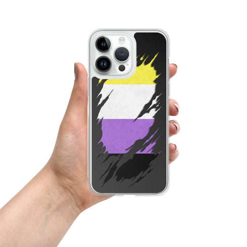 Nonbinary Pride Flag Ripped Reveal Clear Case for iPhone®