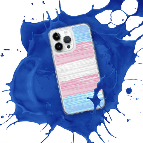 Transgender Pride Flag Paint Strokes Clear Case for iPhone®