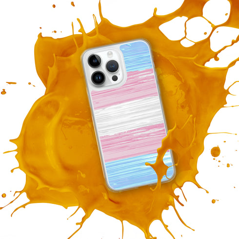 Transgender Pride Flag Paint Strokes Clear Case for iPhone®