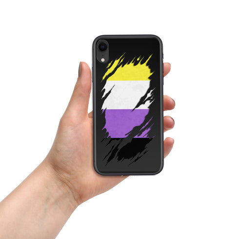 Nonbinary Pride Flag Ripped Reveal Clear Case for iPhone®