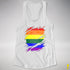 LGBTQ Pride Flag Ripped Reveal Racerback Tank - White