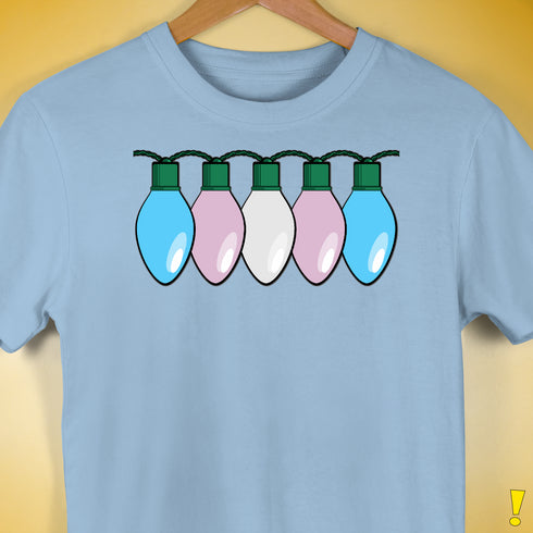 Transgender Pride Flag Christmas Lights Premium Unisex T-Shirt - Baby Blue