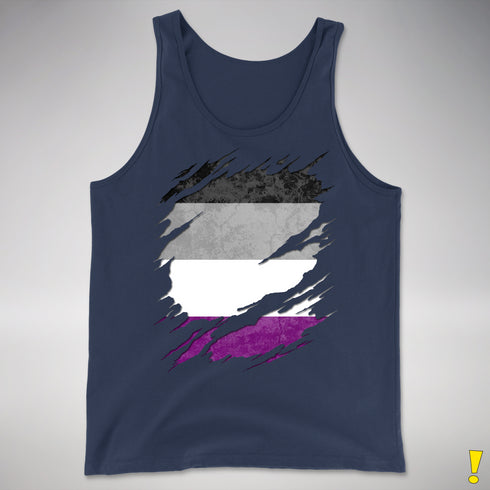 Asexual Pride Flag Ripped Reveal Premium Tank Top - Navy