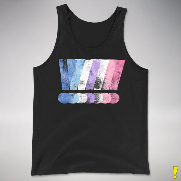 Bigender Pride Grunge Exclamation Points Premium Tank Top - Black