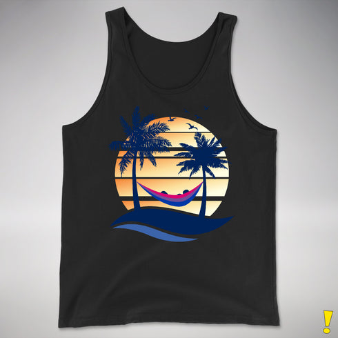 Bisexual Pride Hammock Summer Beach Sunset Premium Tank Top - Black