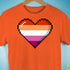 Lesbian Pride 8-Bit Pixel Heart Premium Unisex T-Shirt - Orange
