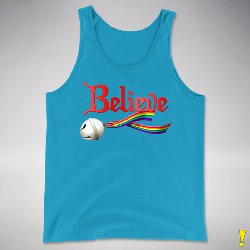 Believe LGBTQ Gilbert Baker Pride Jingle Bell Premium Tank Top - Neon Blue