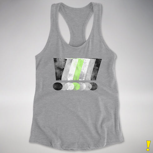 Agender Pride Grunge Exclamation Points Racerback Tank - Heather Grey