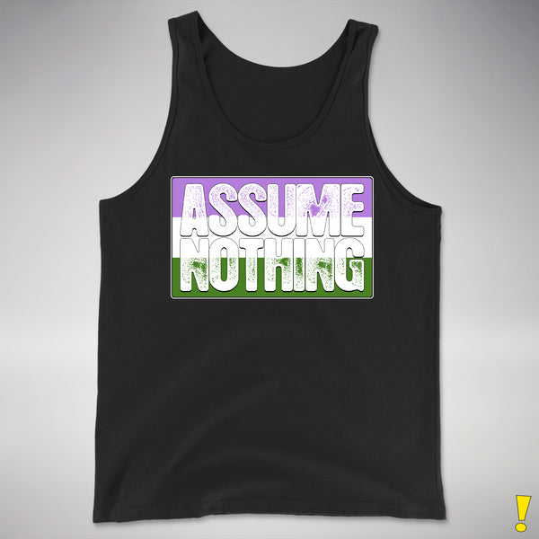 Assume Nothing Genderqueer Pride Flag Premium Tank Top - Black