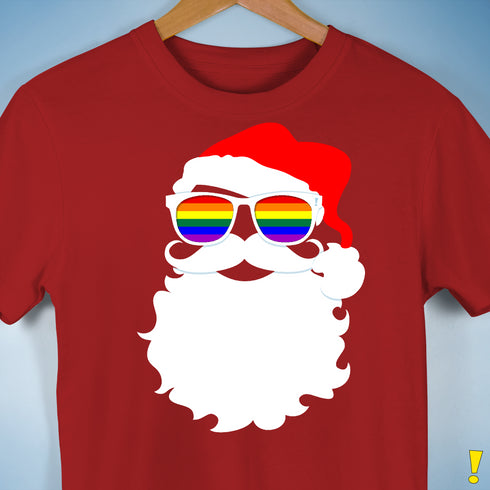 Santa’s LGBTQ Rainbow Pride Flag Shades Premium Unisex T-Shirt - Red