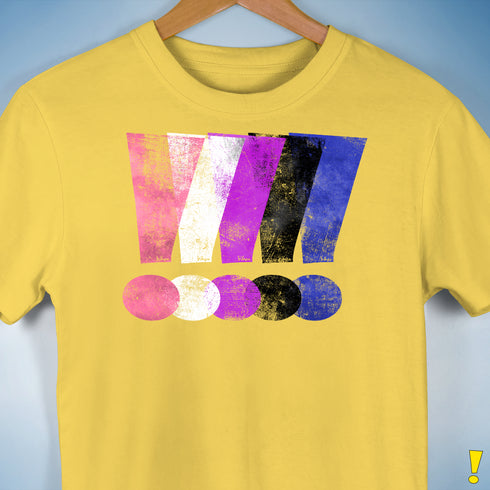 Genderfluid Pride Grunge Exclamation Points Premium Unisex T-Shirt - Yellow