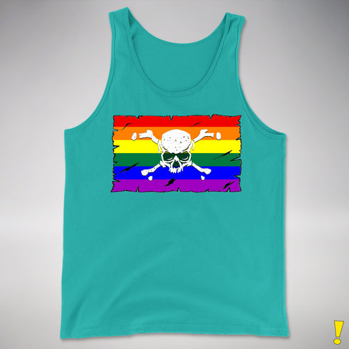 LGBTQ Rainbow Pride Pirate Flag Premium Tank Top - Teal