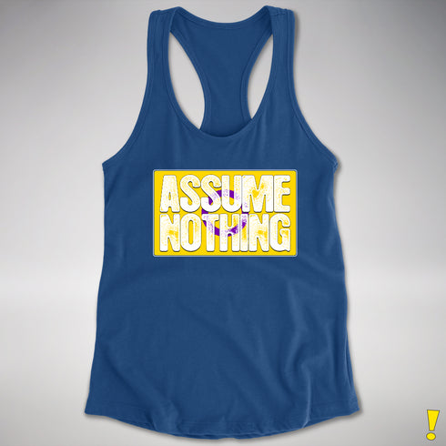 Assume Nothing Intersex Pride Flag Racerback Tank - Royal