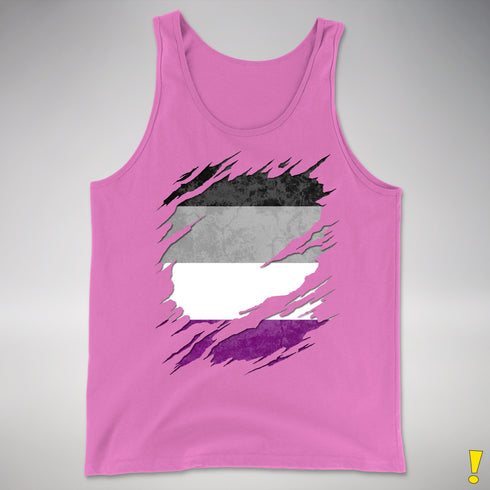 Asexual Pride Flag Ripped Reveal Premium Tank Top - Neon Pink