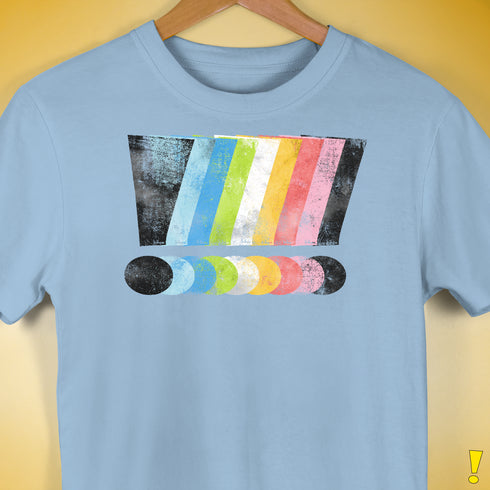 Queer Pride Grunge Exclamation Points Premium Unisex T-Shirt - Baby Blue